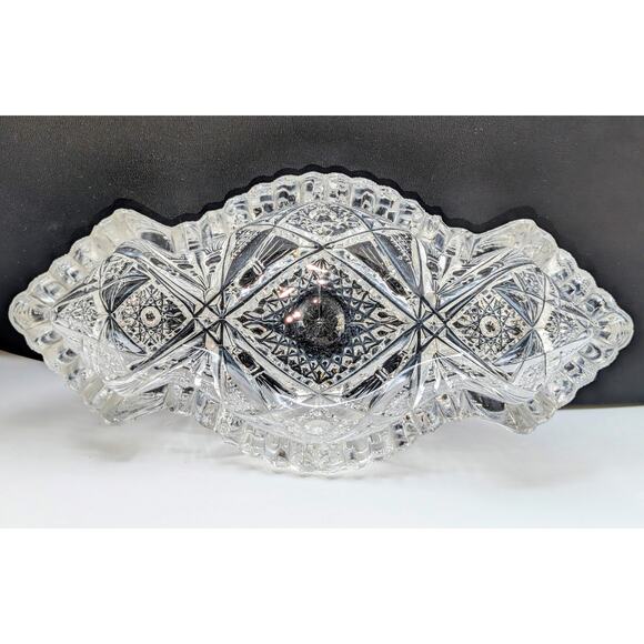 Antique Imperial Glass Co. Clear Pressed Glass Saw Tooth Edge Olive Relish Dish - Picture 3 of 8